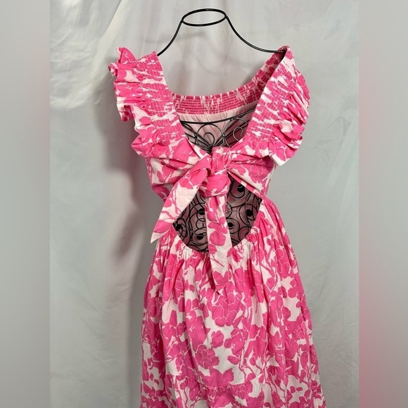 English Factory pink floral open back maxi dress size L - Picture 6 of 10